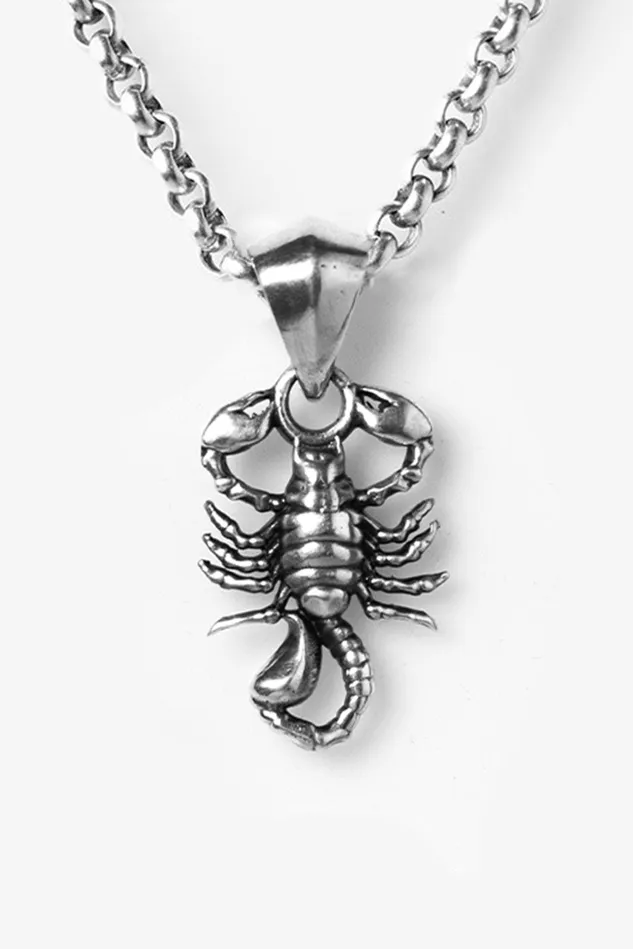 OTHER EARRINGS MENWOMEN XL Scorpion Pendant Necklace Silver