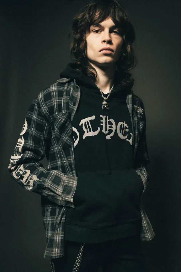 OTHER HOODIES and SWEATS MEN OTHER Rocker Print Oversized Hoodie