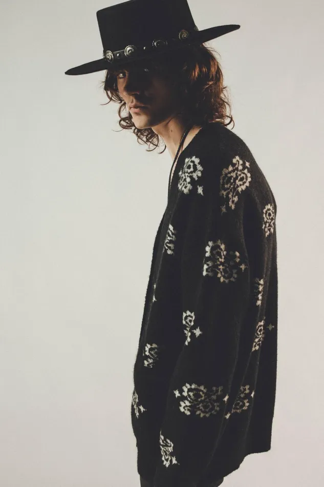 OTHER KNITWEAR MEN Paisley Cardigan Black and White