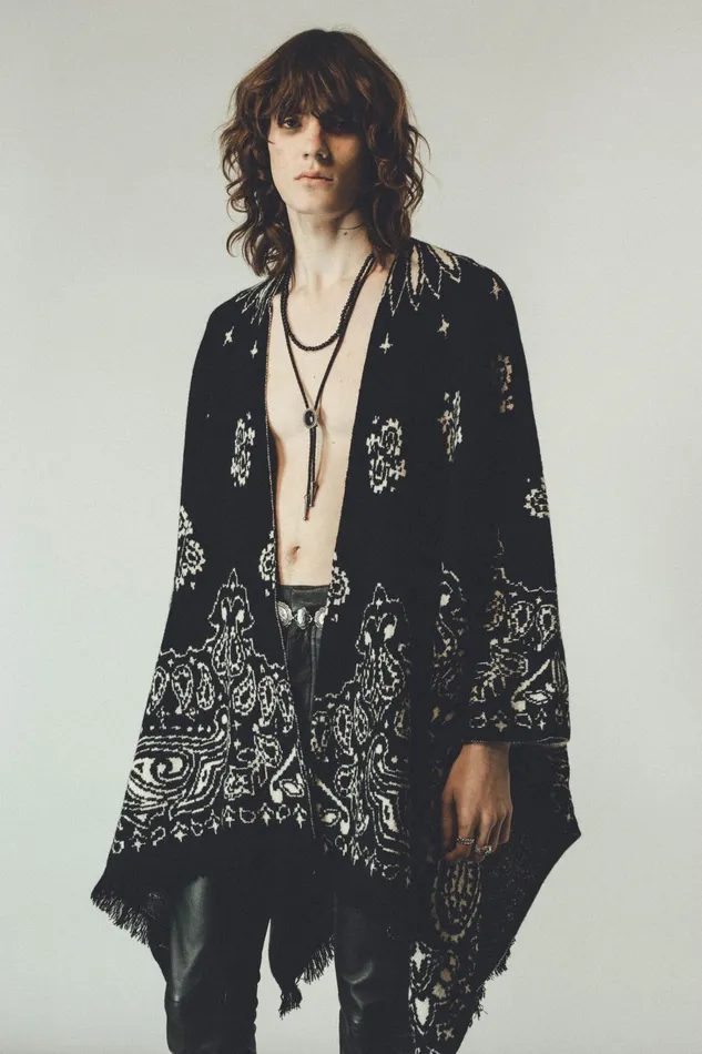 OTHER KNITWEAR MEN Western Poncho Black Paisley