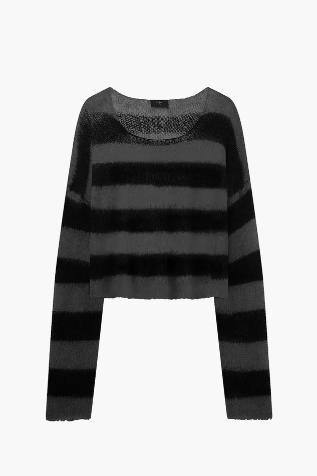 OTHER KNITWEAR WOMEN Cropped Navarro Jumper Grunge Stripe Black and Grey