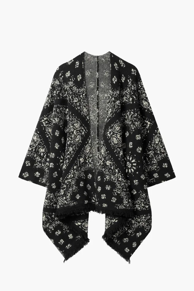 OTHER KNITWEAR WOMEN The Poncho Patchwork Bandana Black