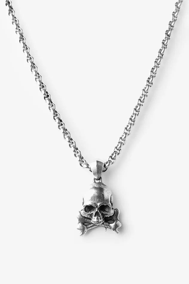 OTHER NECKLACES and CHAINS MENWOMEN 925 Skull and Crossbones Pendant Necklace Silver