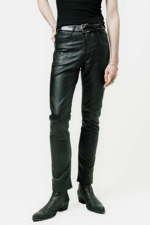OTHER PANTS MEN Leather Pants Vintage Black