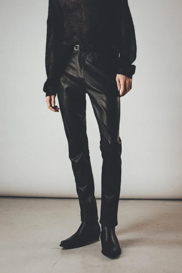 OTHER PANTS MEN Leather Pants Vintage Black