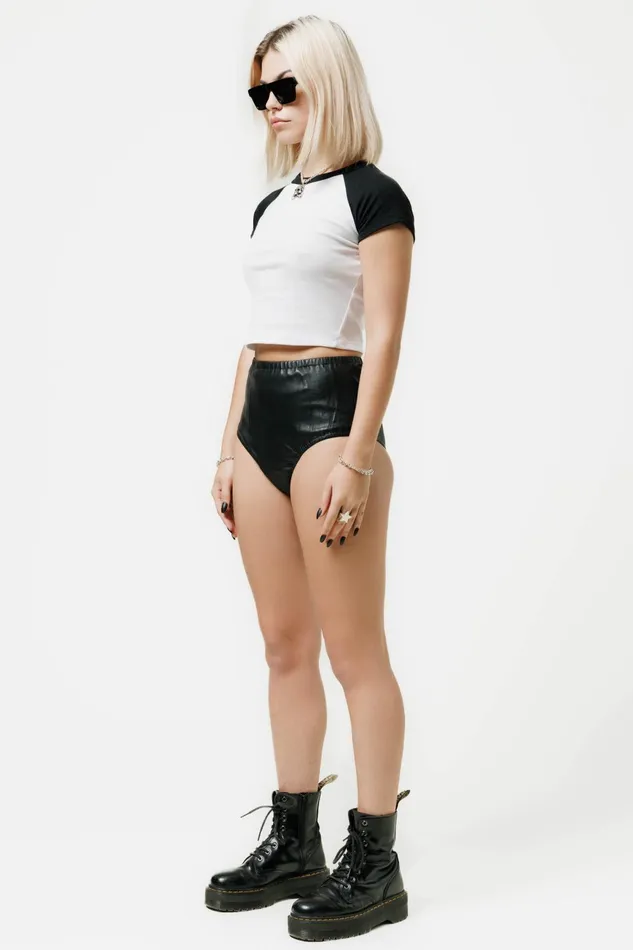 OTHER PANTS WOMEN High Waisted Ultra Shorts Black Leather