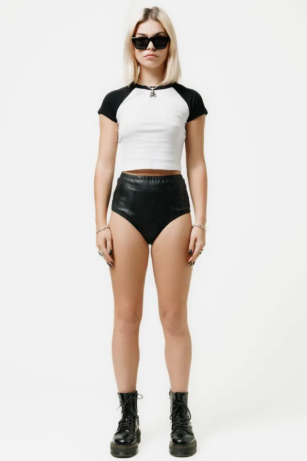 OTHER PANTS WOMEN High Waisted Ultra Shorts Black Leather