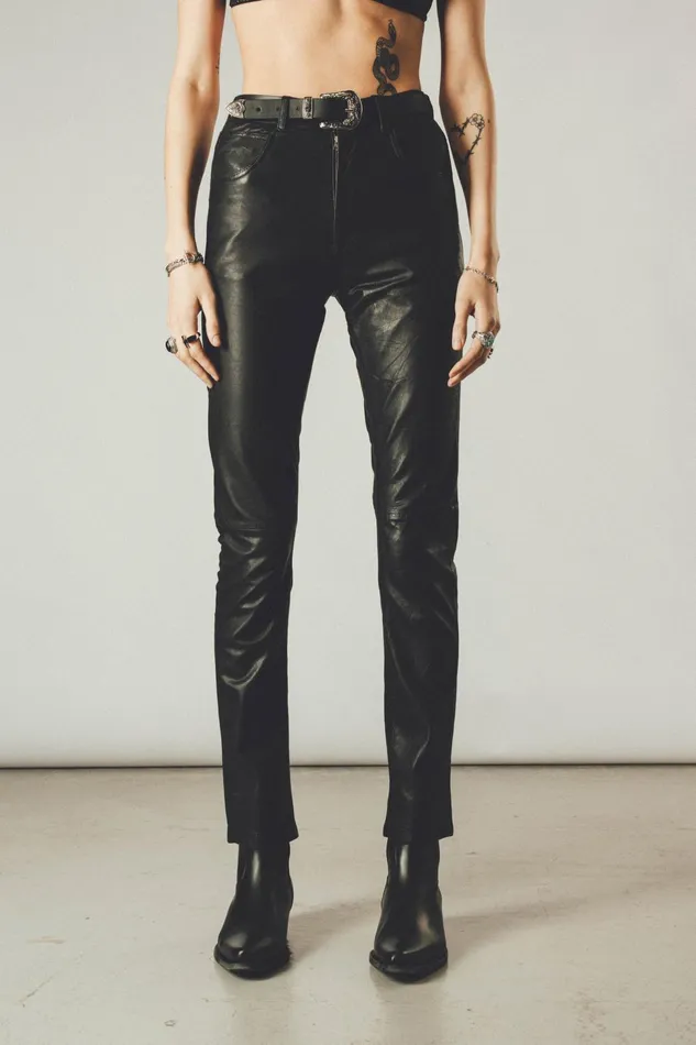 OTHER PANTS WOMEN Leather Pants Vintage Black