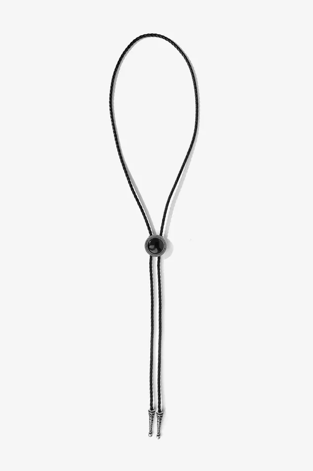 OTHER RINGS MENWOMEN Western Bolo Tie Black Stone