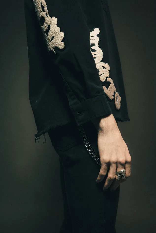 OTHER SHIRTS MEN Skull and Crossbones Military Shirt Vintage Black