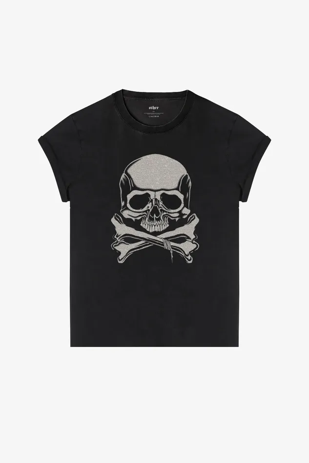OTHER TSHIRTS MEN Skull and Crossbones Rocker Tee Vintage Black