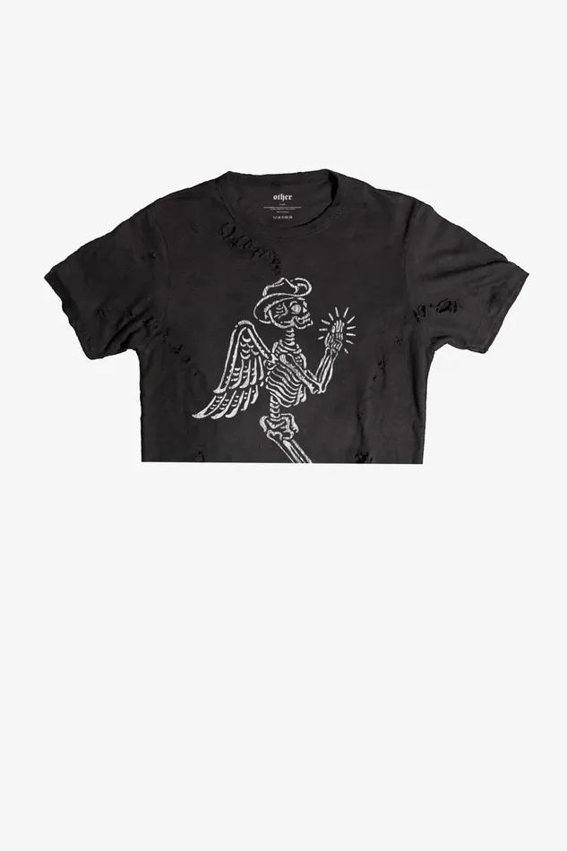 OTHER TSHIRTS WOMEN Skeleton Cowboy Cropped Thrasher Tee