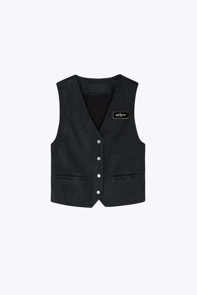 OTHER TANKS and VESTS MEN The Skull and Crossbones Patch Leather Cut