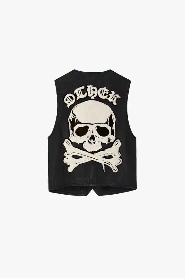 OTHER TANKS and VESTS MEN The Skull and Crossbones Patch Leather Cut