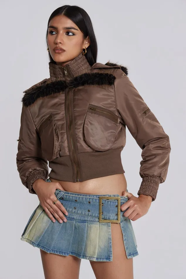 Outerwear Women Jaded London Shop Lennux Faux Fur Bomber Jacket