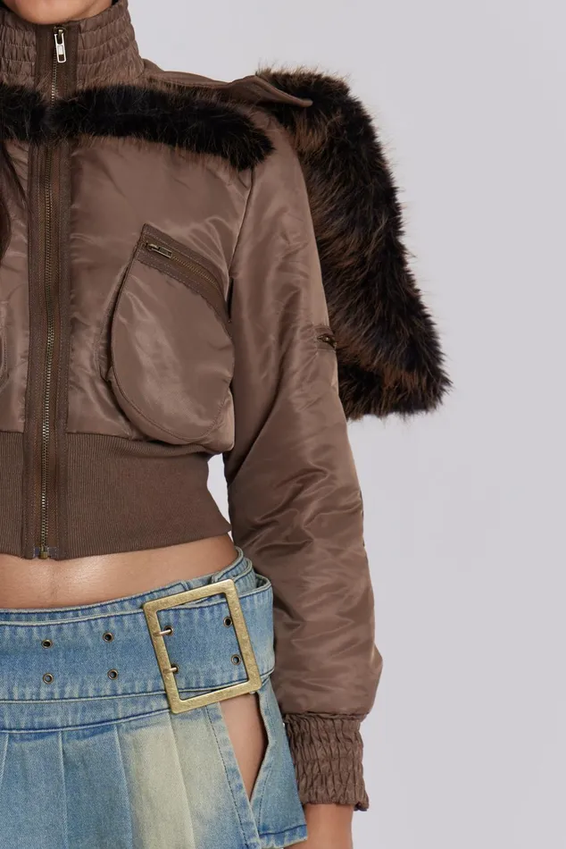 Outerwear Women Jaded London Shop Lennux Faux Fur Bomber Jacket