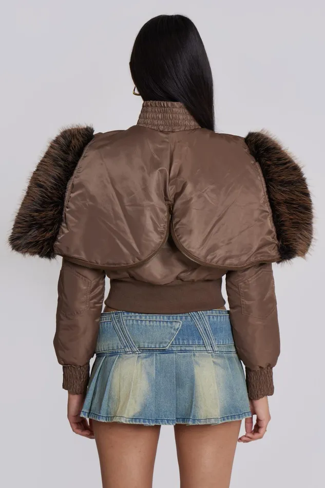 Outerwear Women Jaded London Shop Lennux Faux Fur Bomber Jacket