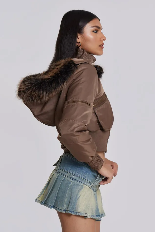 Outerwear Women Jaded London Shop Lennux Faux Fur Bomber Jacket