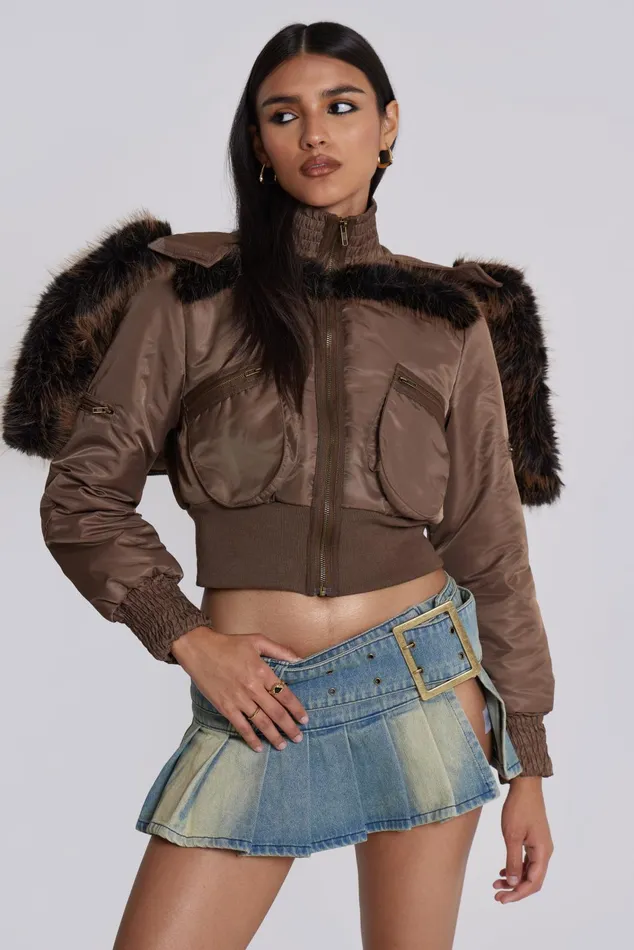 Outerwear Women Jaded London Shop Lennux Faux Fur Bomber Jacket