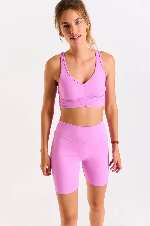 Outfit Bubble Gum FLOW and PAMA WELLNESS Pink Women Banana Moon Shorts and Biker Shorts Outfit Bubble Gum FLOW and PAMA WELLNESS Pink Women Banana Moon Shorts and Biker Shorts