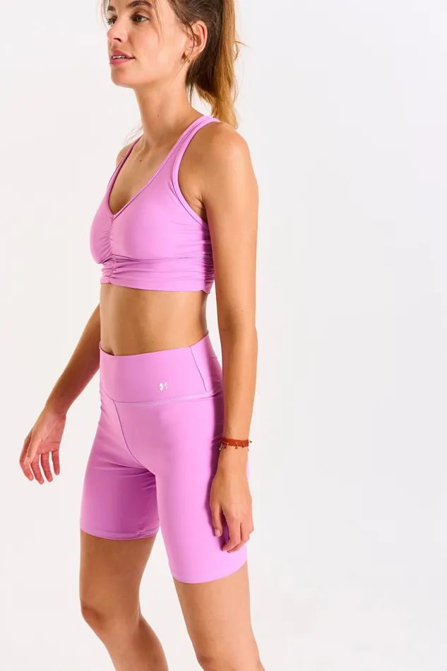 Outfit Bubble Gum FLOW and PAMA WELLNESS Pink Women Banana Moon Shorts and Biker Shorts