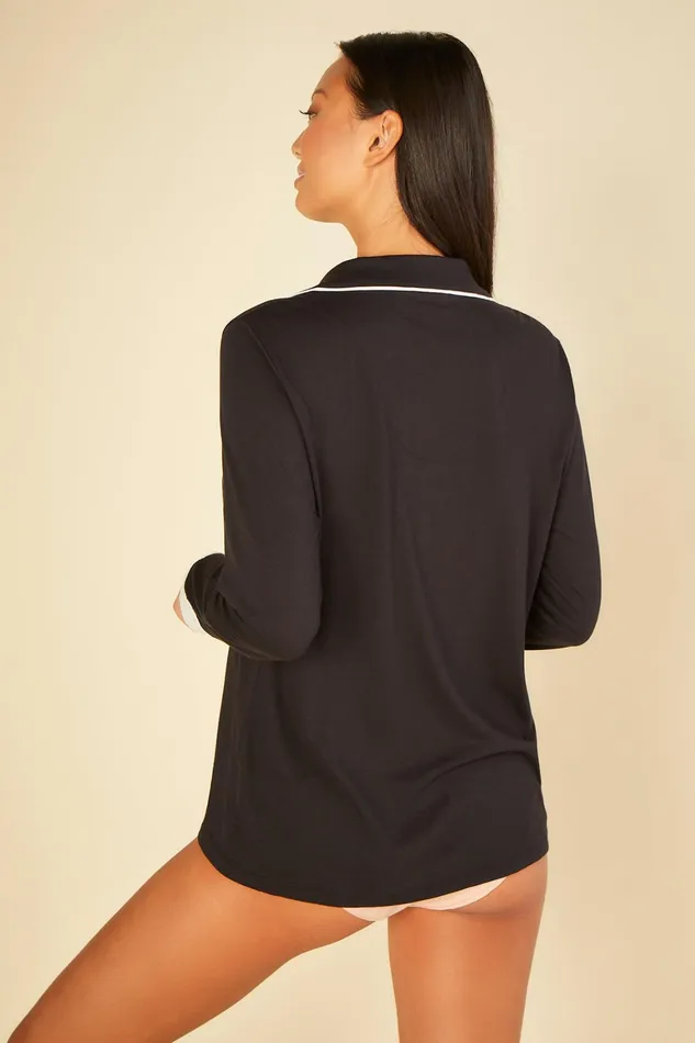 Pajama Separates Women Cosabella Bella Long Sleeve Pajama Top Blackivory