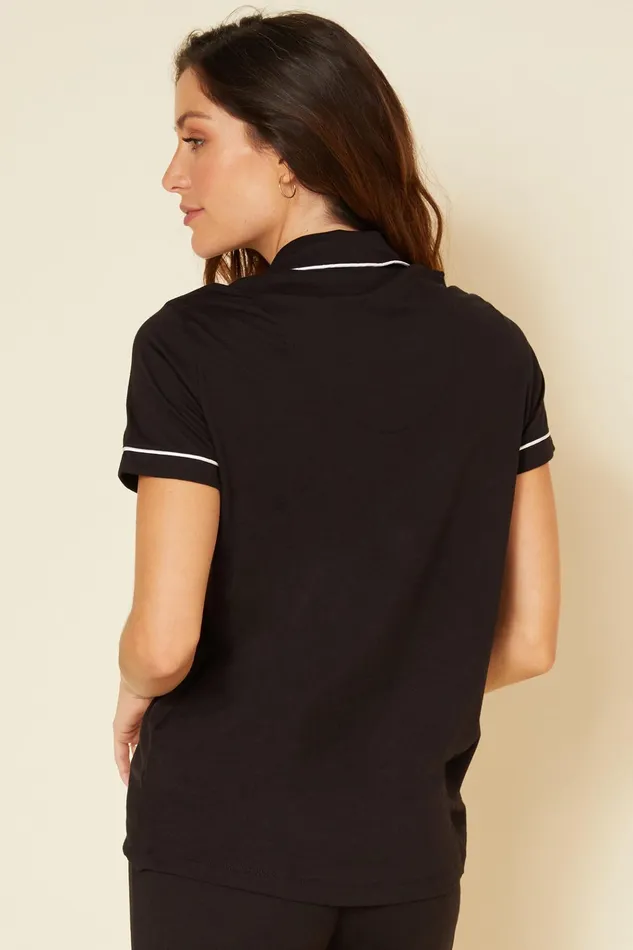 Pajama Separates Women Cosabella Bella Short Sleeve Pajama Top Blackivory