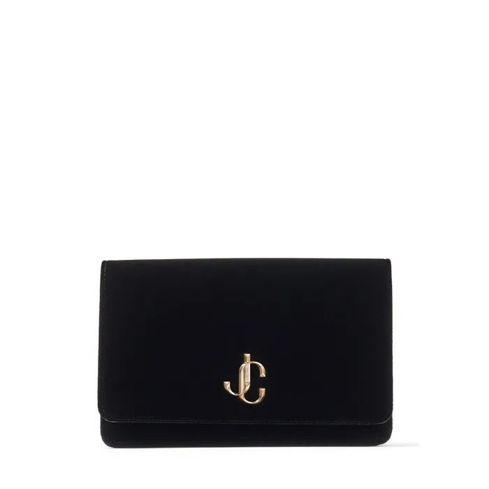 Palace Black Velvet Chain Wallet With Jc Logo Black Women JIMMY CHOO Small Leather Goods Palace Black Velvet Chain Wallet With Jc Logo Black Women JIMMY CHOO Small Leather Goods