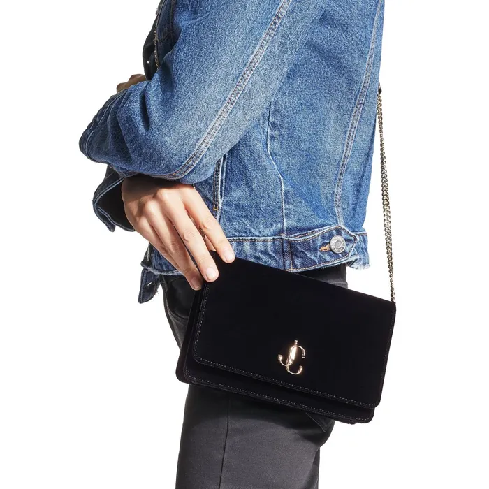 Palace Black Velvet Chain Wallet With Jc Logo Black Women JIMMY CHOO Small Leather Goods