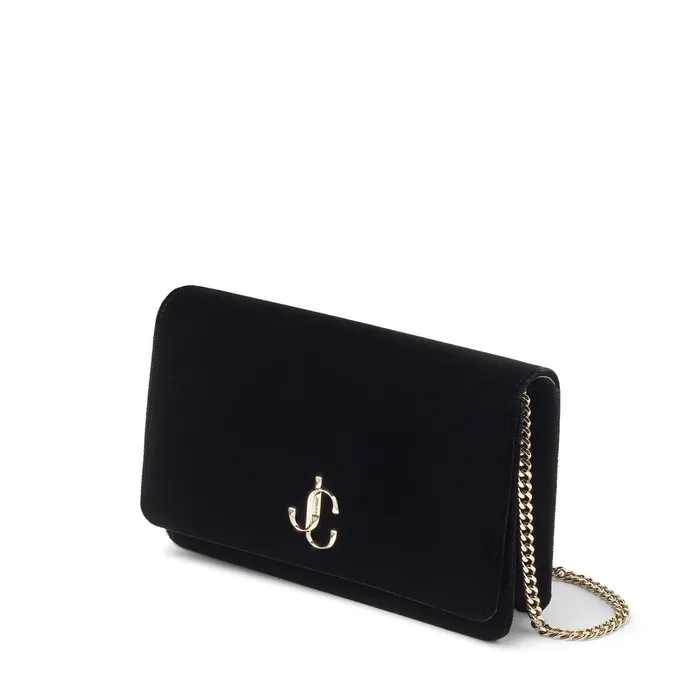 Palace Black Velvet Chain Wallet With Jc Logo Black Women JIMMY CHOO Small Leather Goods