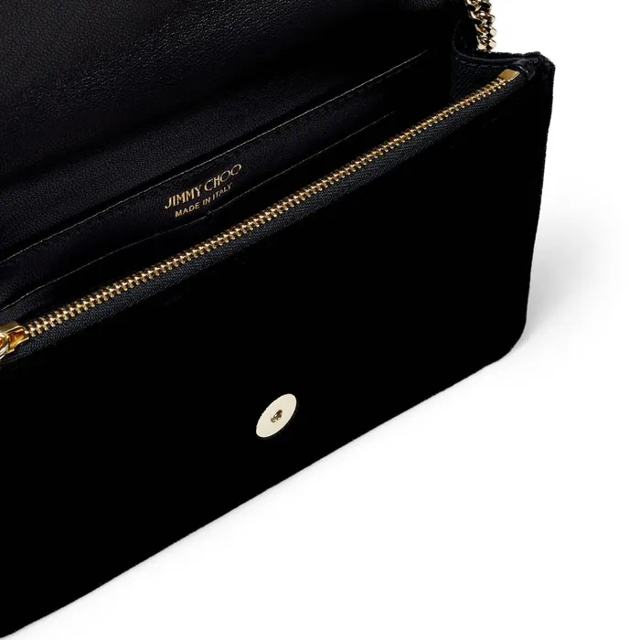 Palace Black Velvet Chain Wallet With Jc Logo Black Women JIMMY CHOO Small Leather Goods