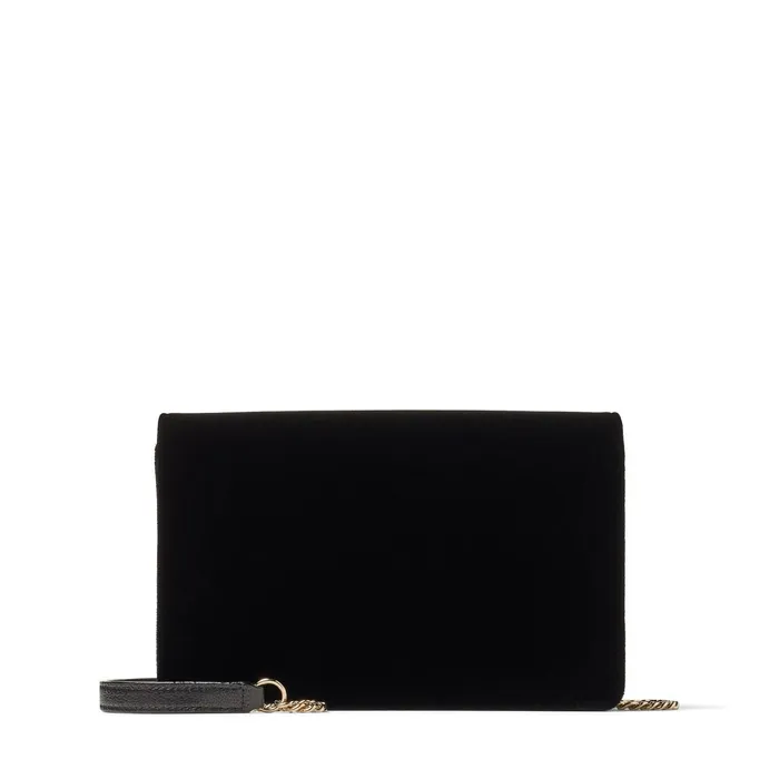 Palace Black Velvet Chain Wallet With Jc Logo Black Women JIMMY CHOO Small Leather Goods