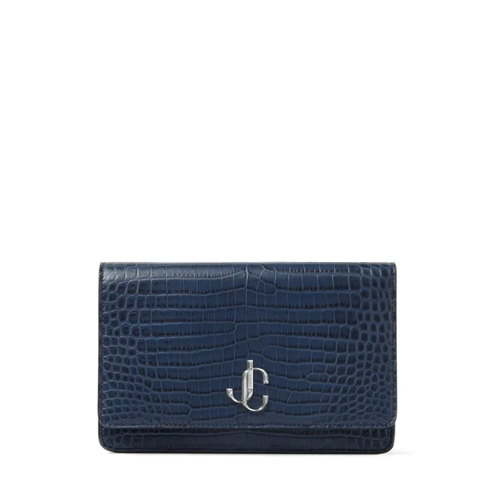 Palace Denim CrocEmbossed Leather Mini Bag With Jc Emblem Denim Women JIMMY CHOO Small Leather Goods Palace Denim CrocEmbossed Leather Mini Bag With Jc Emblem Denim Women JIMMY CHOO Small Leather Goods