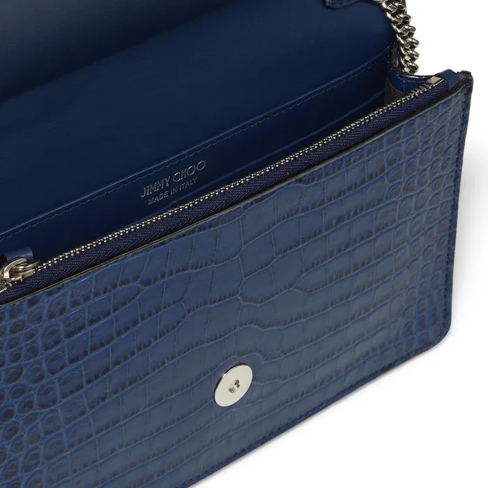 Palace Denim CrocEmbossed Leather Mini Bag With Jc Emblem Denim Women JIMMY CHOO Small Leather Goods