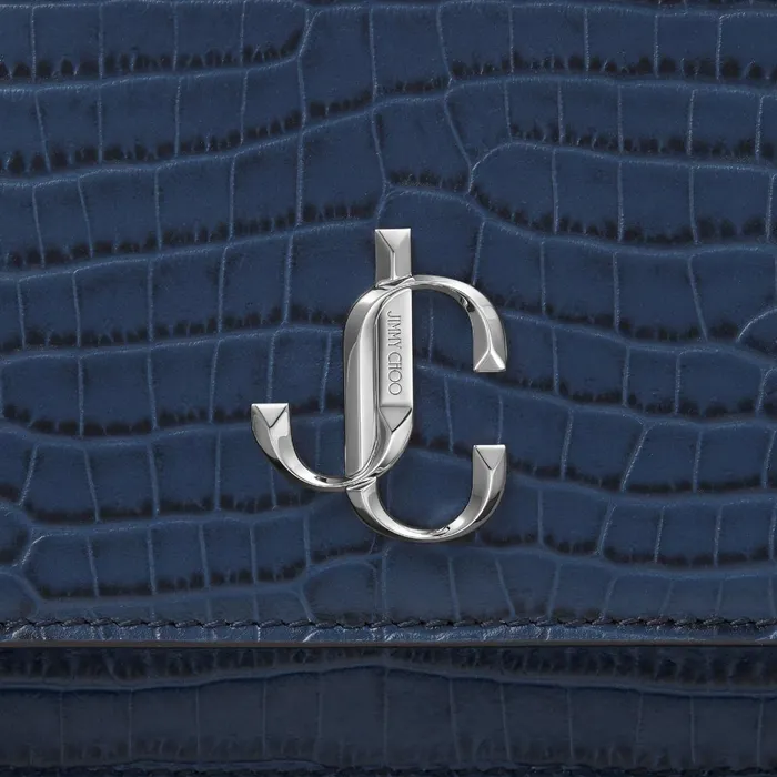 Palace Denim CrocEmbossed Leather Mini Bag With Jc Emblem Denim Women JIMMY CHOO Small Leather Goods