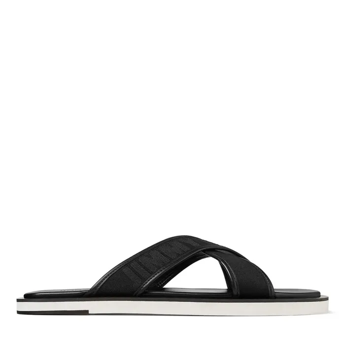Palmo Black Logo Webbing Sandals With Nappa Leather Lining Blackblack Men JIMMY CHOO Casual Shoes Palmo Black Logo Webbing Sandals With Nappa Leather Lining Blackblack Men JIMMY CHOO Casual Shoes