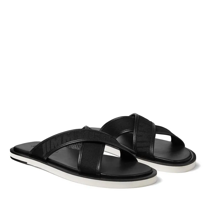 Palmo Black Logo Webbing Sandals With Nappa Leather Lining Blackblack Men JIMMY CHOO Casual Shoes