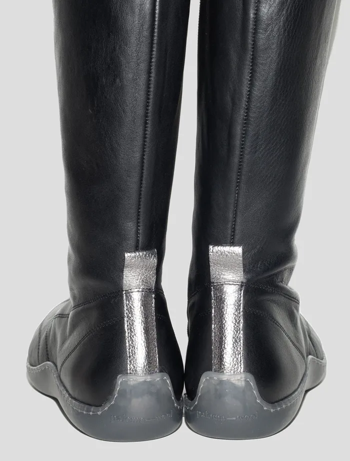 Paloma Wool 003KMBlack Rubber Sole Highleg Leather Boots Women Shoes