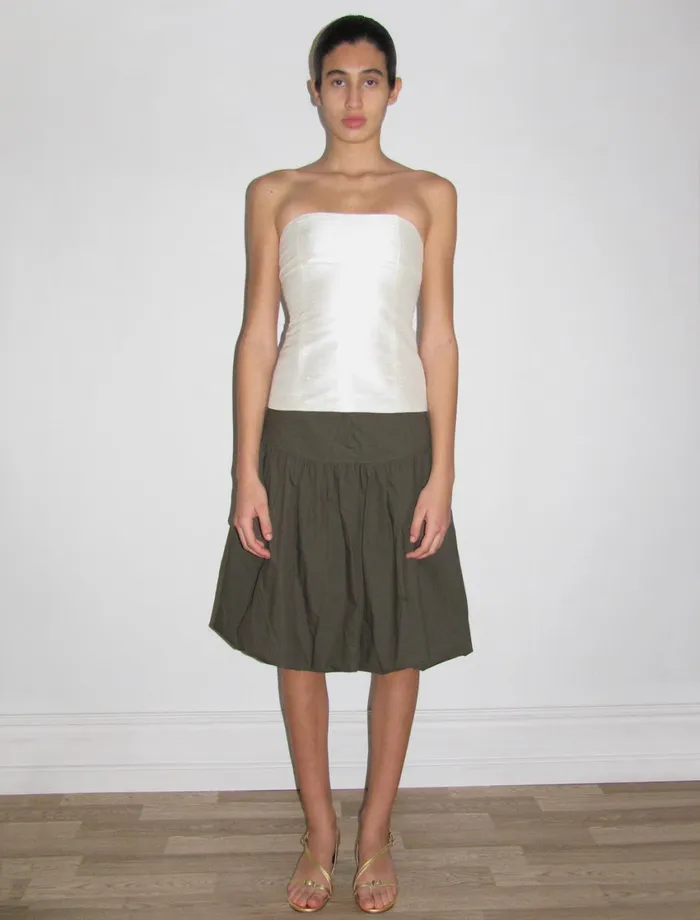Paloma Wool AGNESWhite Doublelayer Silk Bandeau Top With Adjustable Back Tie Women Tops