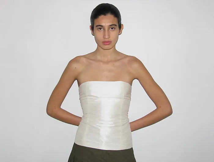 Paloma Wool AGNESWhite Doublelayer Silk Bandeau Top With Adjustable Back Tie Women Tops