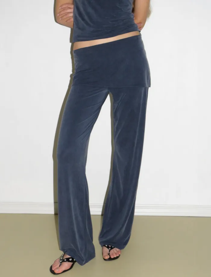 Paloma Wool ALEXIA Navy Stitched Cupro Pants And Miniskirt Piece Women Cupro
