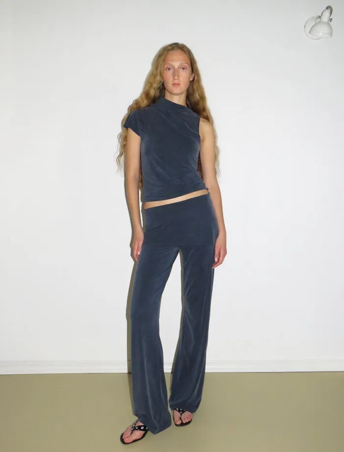 Paloma Wool ALEXIA Navy Stitched Cupro Pants And Miniskirt Piece Women Cupro