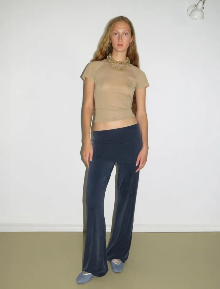 Paloma Wool ALEXIA Navy Stitched Cupro Pants And Miniskirt Piece Women Cupro