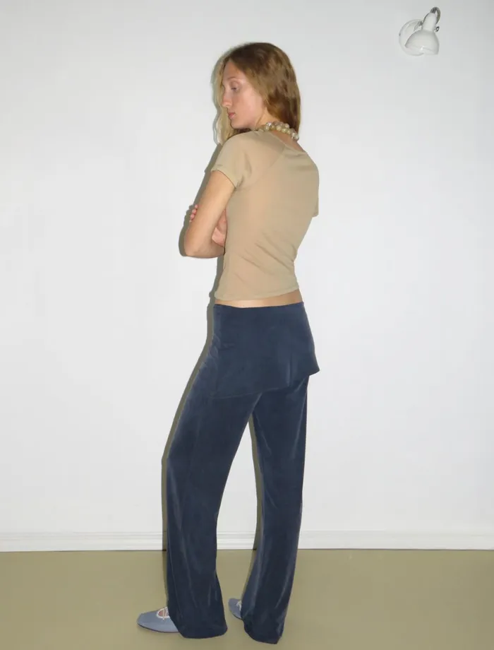 Paloma Wool ALEXIA Navy Stitched Cupro Pants And Miniskirt Piece Women Cupro
