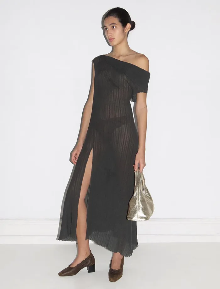Paloma Wool ALICEDelicate Slightly Sheer Asymmetric Long Dress With Open Front Women Dresses