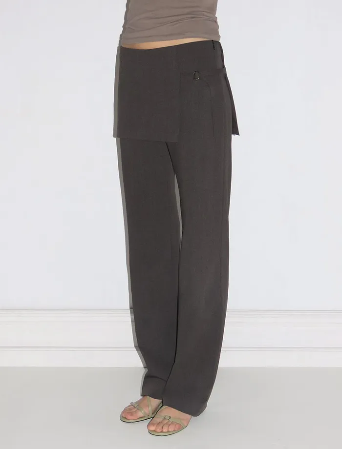 Paloma Wool ARCHIVEBrown Midrise Pants With Overlapping Fixed Mini Hip Skirt Women Bottoms Paloma Wool ARCHIVEBrown Midrise Pants With Overlapping Fixed Mini Hip Skirt Women Bottoms