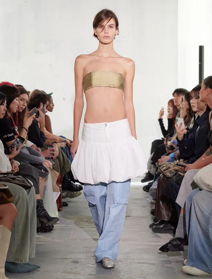 Paloma Wool AYETEGold Silk Bandeau Top With Side Zip Women Tops