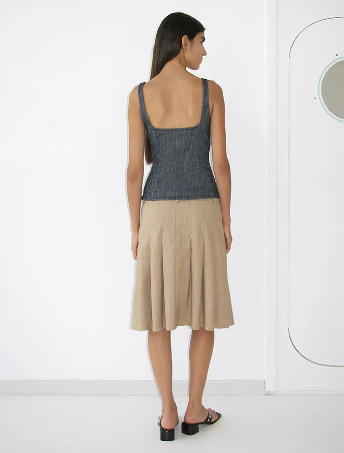 Paloma Wool BONAIREElastic Denim Effect Strappy Top With Chest Seam Women Tops