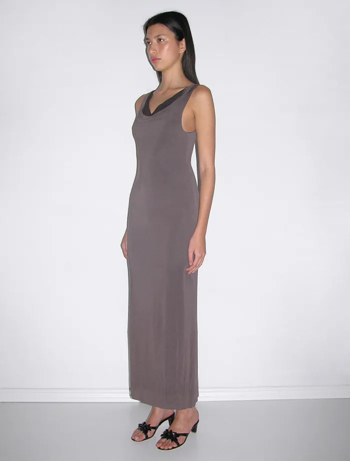 Paloma Wool CAROLLANTwocolor Reversible Viscose Long Dress With Draped Neckline Women Dresses
