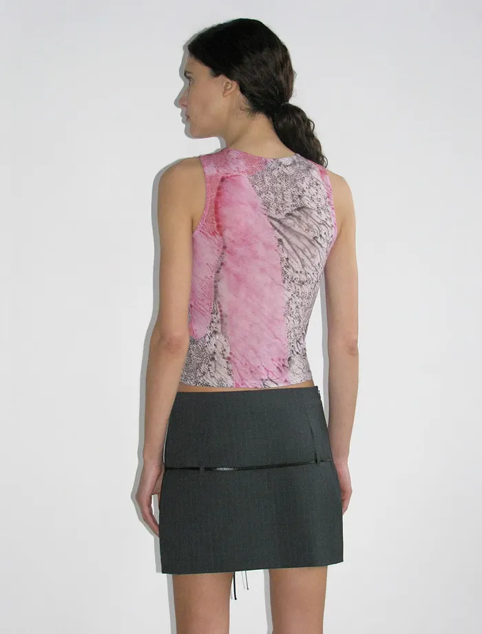 Paloma Wool CISKOFine Delicate Sheer Sleeveless Top With Bow Digital Print Women Tops